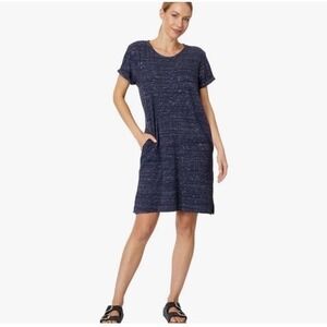 Pact French Navy Melange Piper Organic‎ Cotton Pocket Tee Dress Size M